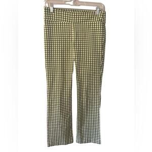J. McLaughlin Pull On Maisie Gingham Green and Cream Pull On‎ Pant Size 4
